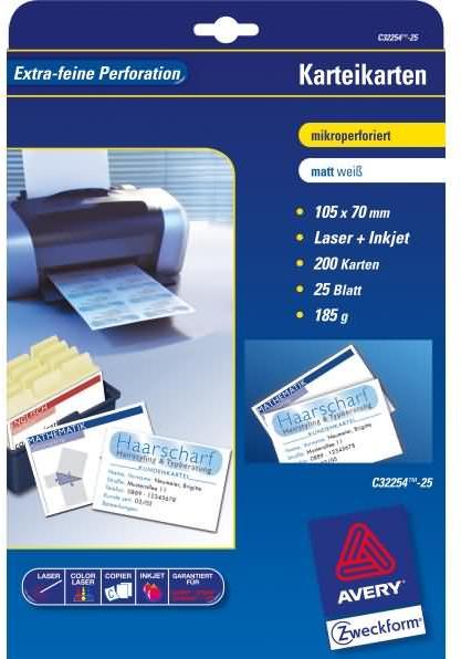 Produktbild Avery Karteikarten (A4, 185 g/m², 200 x)