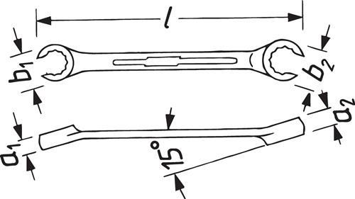 Produktbild HAZET Doppel-Ringschlüssel ∙ offen 612-8X10 ∙ Aussen Sechskant Profil ∙ 8 x 10 mm (8 mm, 10 mm)