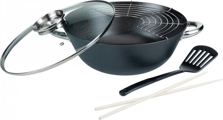 Produktbild GSW Wok-Set (32 cm, Wok Pfanne, Gusseisen)