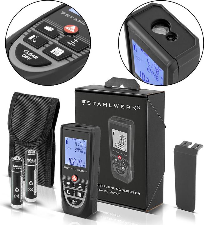 Image du produit Stahlwerk Télémètre laser LDM-80 ST jusqu'à 80 m écran LCD rétro-éclairé (80 m, 635 nm)