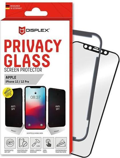 Produktbild Displex Real Glass, Privacy Full Cover Panzerglas (1 Stück, Realme 12 Pro+, Apple iPhone 12)