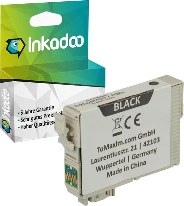 Produktbild Inkadoo Druckerpatronen kompatibel zu Epson C13T12814011 / T1281 XL Tintenpatrone, schwarz Schwarz (BK)
