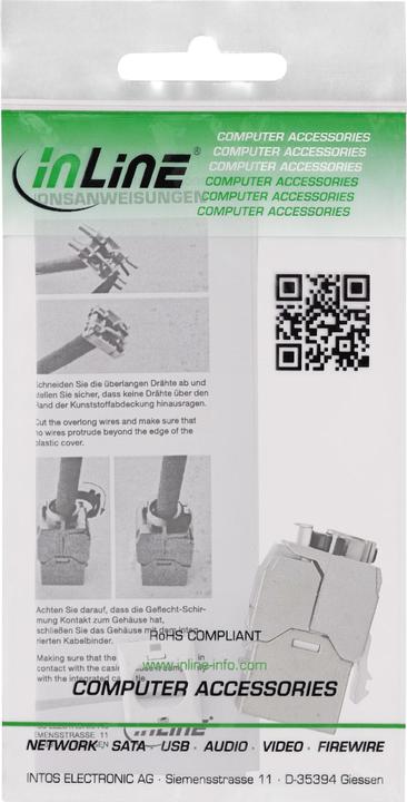 Image du produit InLine Keystone RJ45 femelle Slim, SNAP-In, Cat.6A, serre-câble intégré (Module Keystone)