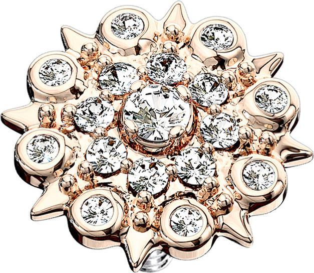 Star Piercing Dermal Anchor rosegold Vintage Blume (Chirurgenstahl 316L, Messing)