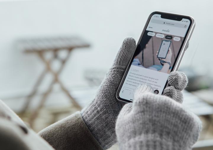 Actual product image Moshi Digits Touchscreen Gloves - Light Gray (S) (S, M)