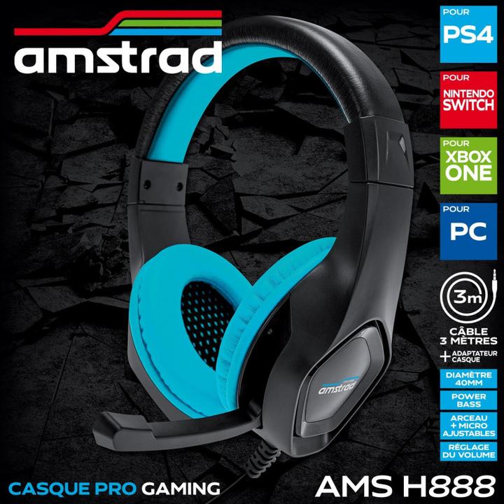 Actual product image Amstrad Gaming Headset 40mm Power Bass Blue (Cable)