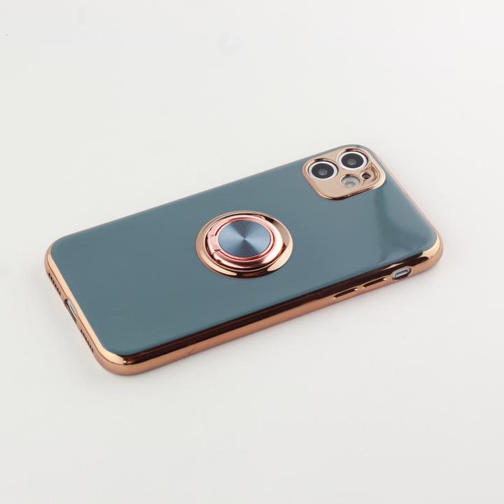 Produktbild PhoneLook Hülle Gummi Bronze mit Ring grau grün (Apple iPhone 13 Pro Max)