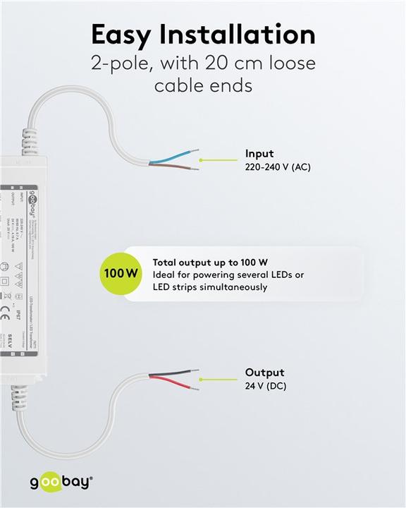 Actual product image Goobay LED-Trafo 24 V DC, 100 W, IP67