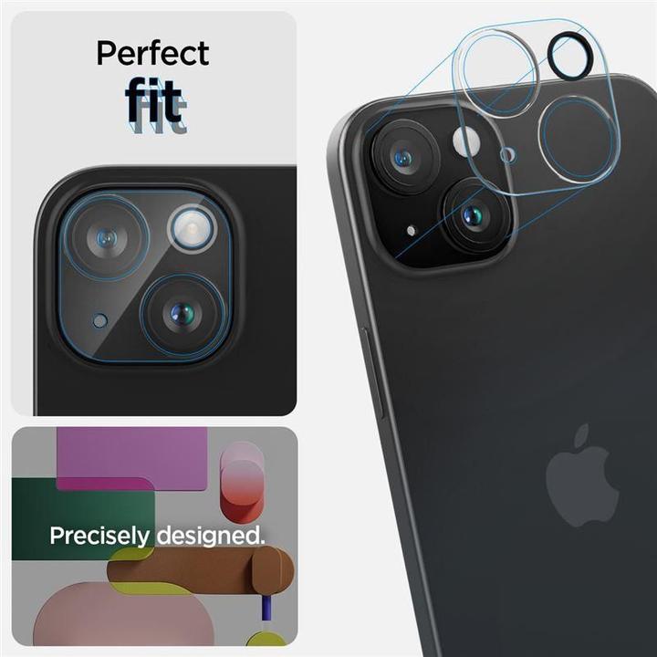 Actual product image Spigen Glass.tR Optics (2 Piece, Apple iPhone 15)