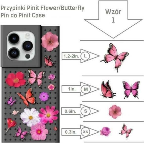 Produktbild Pinifit Zestaw Etui Pinit Dynamic + Flower/ Butterfly Pin iPhone 14 Plus 6.7" czarny/black wzór 1 (Apple iPhone 15 Plus, Apple iPhone 14 Plus)