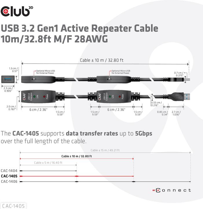 Produktbild Club 3D USB A – USB A (10 m, USB 3.2)