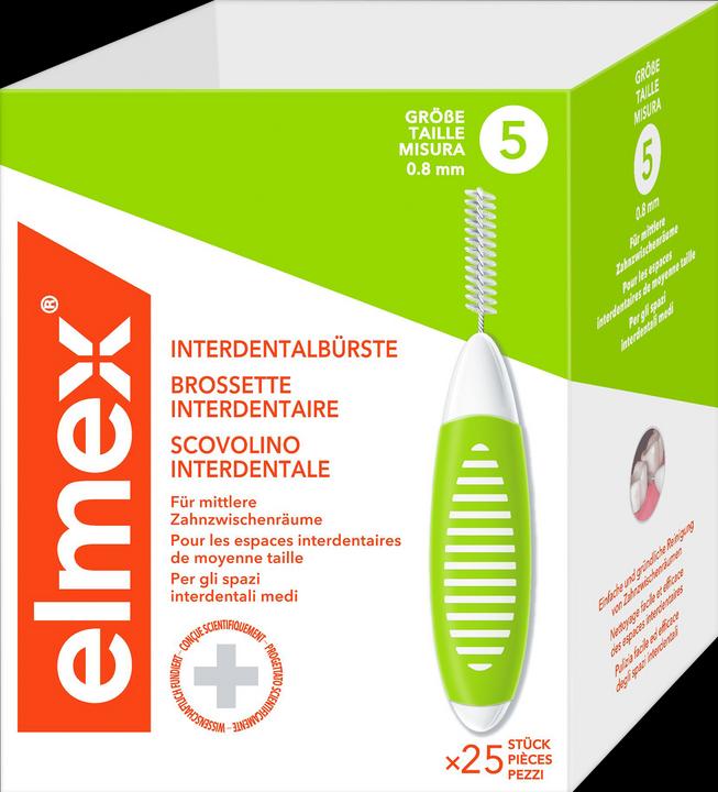 Elmex Interdentalbürsten, 25 Stück: grün, Gr. 5 (25 x, 5 mm)