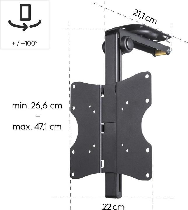 Image du produit Hama Support TV pour plafond, orientable, réglable en hauteur, 117 cm (46") jusqu'à 20 kg (Toit, 46", 20 kg)