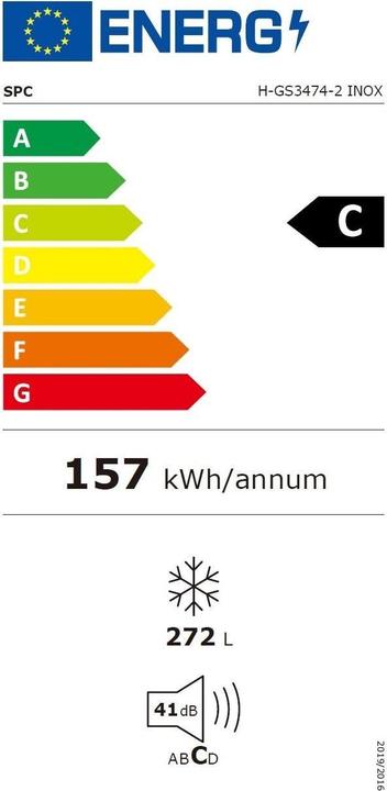 Energie-Label SPC H-GS3474-2 INOX (Freistehend, 272 l)
