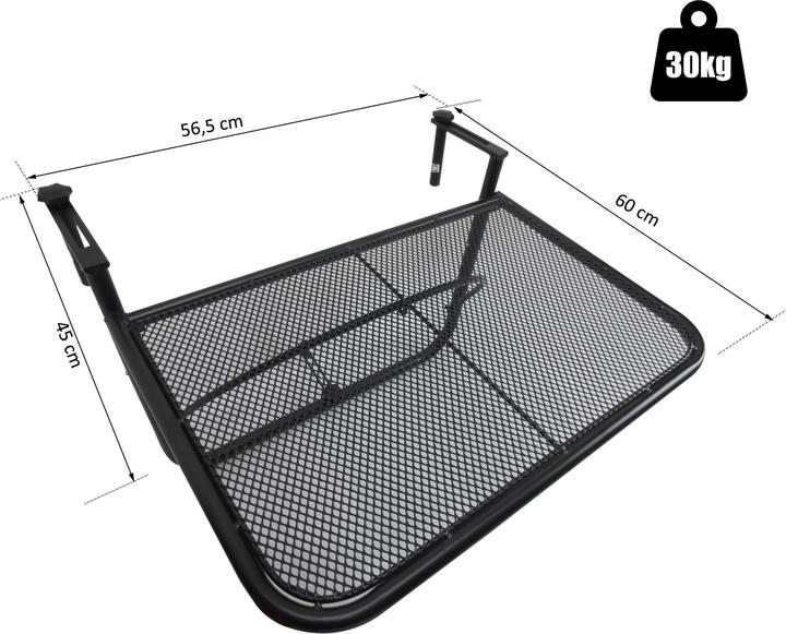 Image du produit Outsunny Table suspendue pour balcon réglable en hauteur (60 cm)
