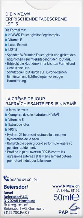 Produktbild NIVEA Erfrischende Tagescreme LSF 15 DUO (100 ml, Tagescreme, SPF 15)