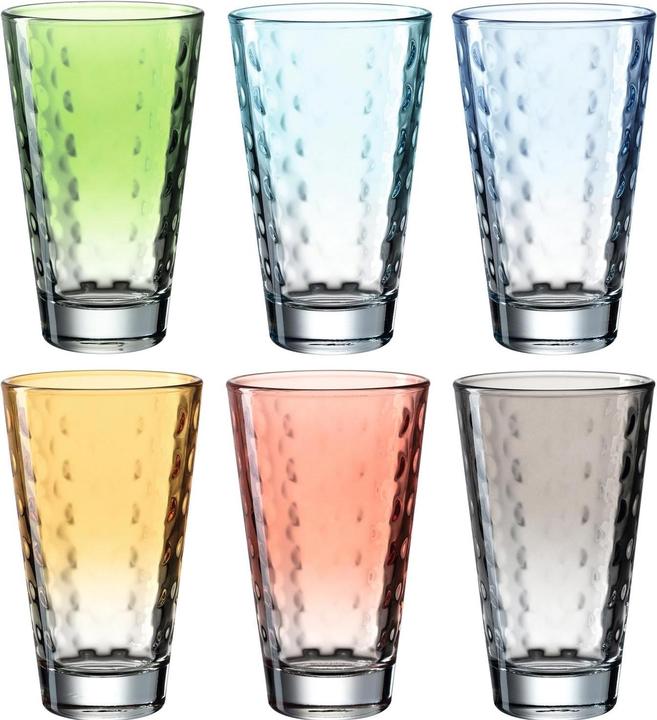 Leonardo Drinking glass Optic Pastel 300 ml, 6 pieces, Multicoloured (0.30 l, 6 x)