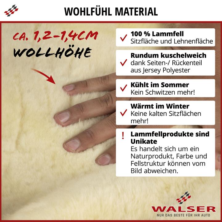 Produktbild Walser Autositzbezug Zoya aus Lammfell Einzelsitz Highback Zipp-It beige