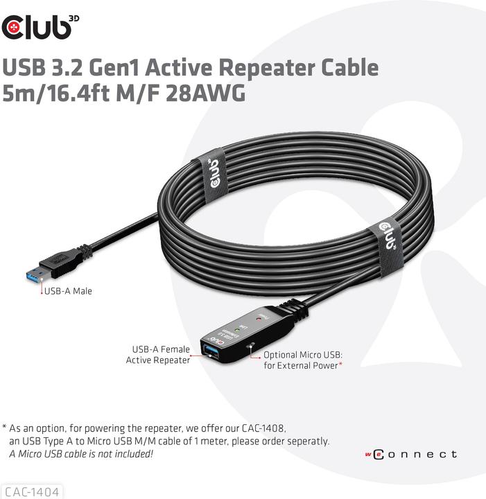 Productafbeelding Club 3D USB A - USB A (5 m, USB 3.2)