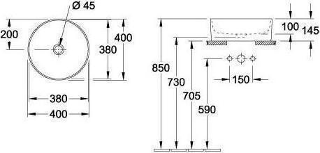 Produktbild Villeroy & Boch V&B Aufsatzwaschtisch COLLARO d= 400mm rund ohne Hahnlochbank we C+ (400 mm, 400 mm)
