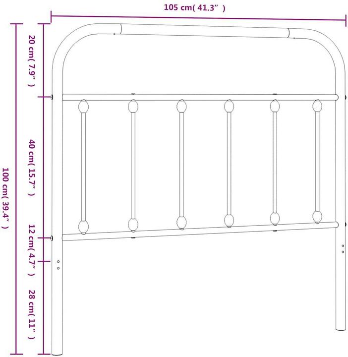 Produktbild VidaXL Kopfteil Metall Weiss 100 cm, Farbe: Weiss, Material (105 x 3 x 100 cm)
