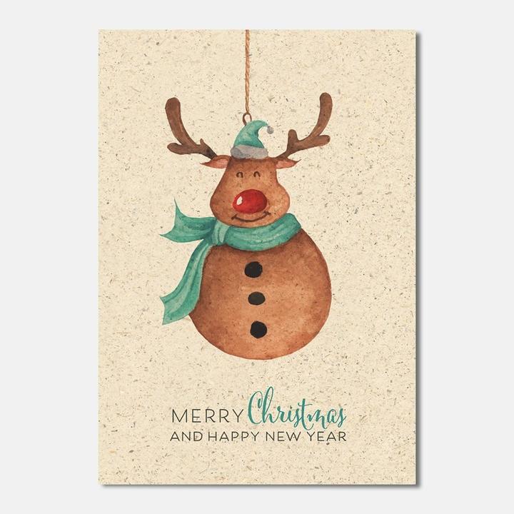 Actual product image Christmas Card Merry Christmas and Happy New Year - Grass Paper Card (1 pcs.)