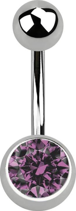 Produktbild Star Piercing Banane silber mit Kugel und Kugel Kristall hellviolett (ohne Messing, Titan G23)