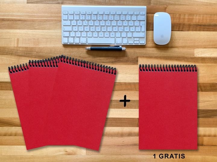 Immagine prodotto Un set di 4 blocchi note, 3+1 libero, lusso 80 pagine RED JUPITER GLITTER OPTICS, foderato (A4)