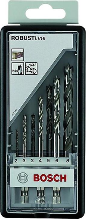 Produktbild Bosch Professional Zubehör PRO Wood HSS Holzspiralbohrer-Set. 7-tlg. (2 mm, 3 mm, 4 mm, 5 mm, 6 mm, 8 mm)