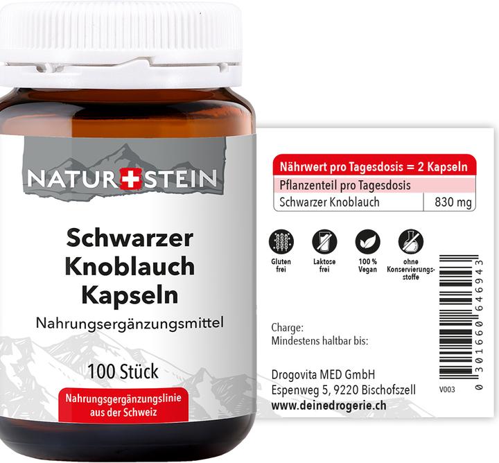 Nutritional values and ingredients Naturstein Black Garlic Capsule (100 Piece, Capsules, 153 g)
