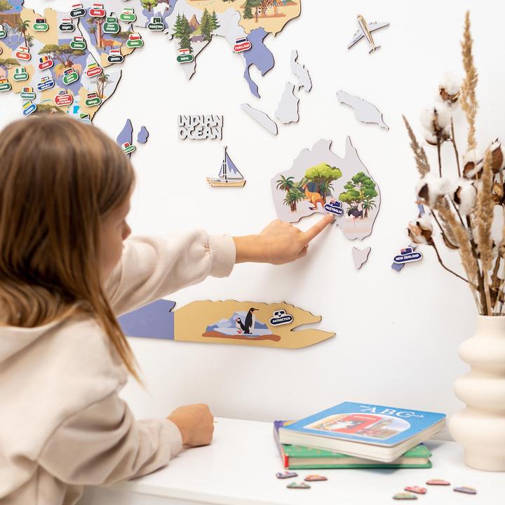 Actual product image Enjoy The Wood 2D children's wooden world map - wall decoration (150 x 90 cm)
