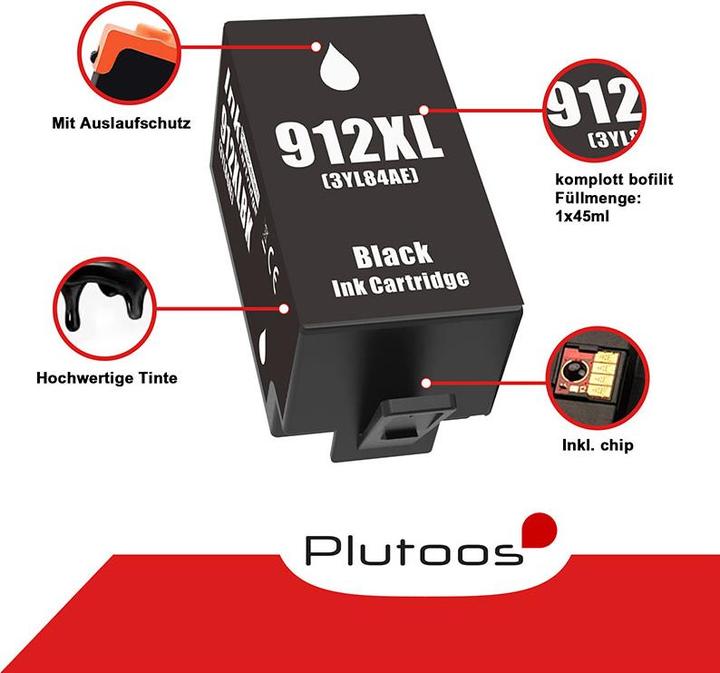 Produktbild Plutoos HP 912XXL HP 912XL Patronen XXL kompatibel (M, C, BK, Y)