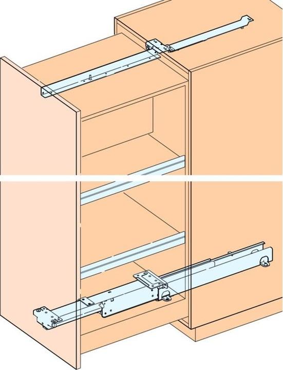 Actual product image HAWA Tall cabinet front full extension -FORTE for wooden structures