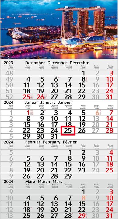 Produktbild TH 4-Monatskalender 2024, Papierformat: 30 x 56 cm (30 x 56 cm)