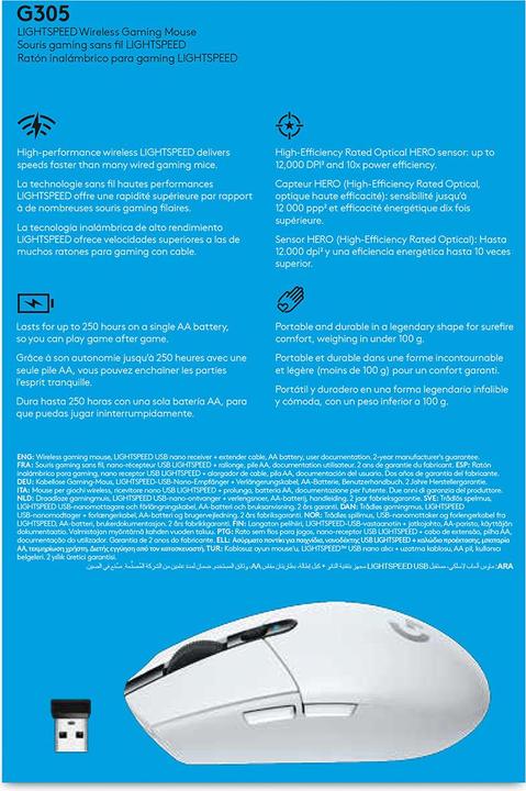 Immagine prodotto Logitech G G305 Velocità della luce (Senza fili)