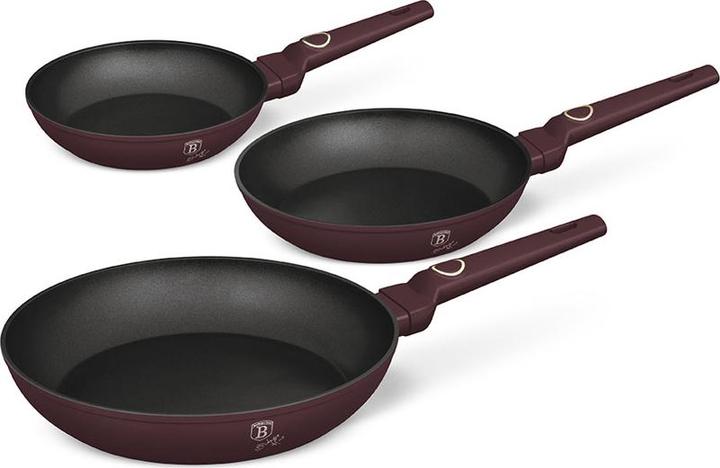 Image du produit BerlingerHaus Set de poêles à frire, 3 pièces, Ã˜ 20/24/28cm, bordeaux (28 cm, Poêle à frire, Aluminium)
