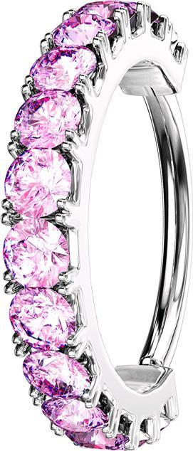 Produktbild Star Piercing Micro Piercing Ring silber Kristallbogen pink (Messing)