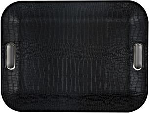 Produktbild Nordisk Design Tablett Leder croco schwarz, 54x39x3 cm
