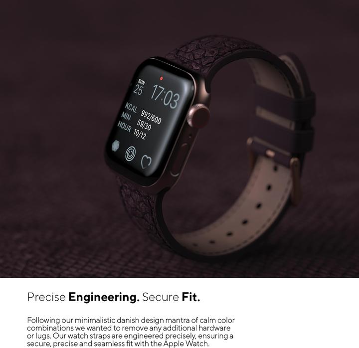 Actual product image Njord Eldur Watch Strap For (41 mm, 40 mm, Vegan Leather, Stainless steel fastener, Salmon leather)