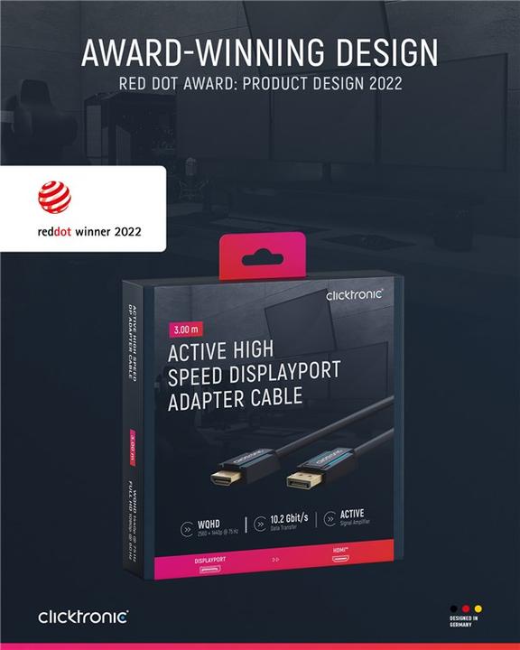 Produktbild clicktronic DisplayPort — HDMI (Typ A) (3 m, DisplayPort, HDMI)