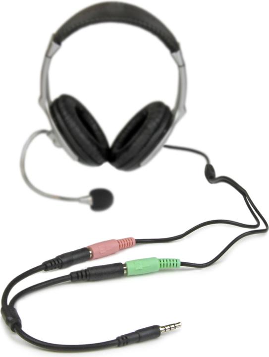 Produktbild StarTech 3,5mm Klinke Audio Y-Kabel - 4 pol. auf 3 pol. Headset Splitter (0.20 m)
