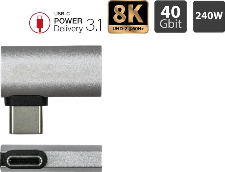 Produktbild Good Connections USB 4.0 Gen.3x2 Winkeladapter Portschoner 40GBit/s 240W 8Ka60Hz USB-C (USB)