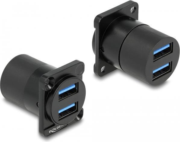 Actual product image Delock D-type module USB 3.2 Gen 1 Type-A 2 x socket to 2 x socket