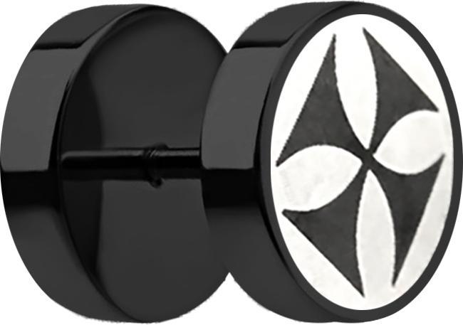 Image du produit Star Piercing Fake Plug schwarz mit Kreuz (sans laiton, Acier chirurgical 316L)