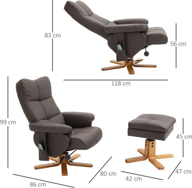 Image du produit Swisshandel24 Fauteuil de relaxation Fauteuil de télévision avec pouf Fauteuil de massage incliné à 145° avec 10