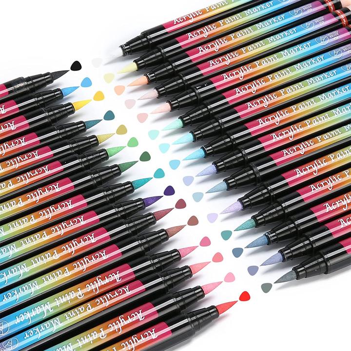 Produktbild I Am Creative Wasserfeste Acryl Permanent Brush Marker (versch. Farben, 1 mm, 30 x)