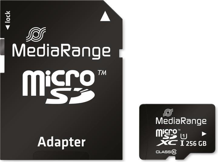 Actual product image MediaRange SD MicroSD Card UHS-1 Cl.10 incl. adapter (256 GB, microSDXC, U1, UHS-I)