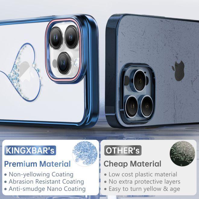 Produktbild Kingxbar Wish Series Silikonhülle mit Kristallen für iPhone 15 Pro – Blau (Apple iPhone 15 Pro)