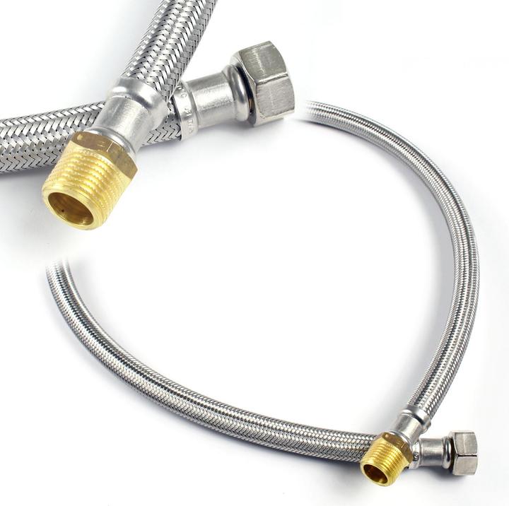 Image du produit XPOtool Tuyau blindé flexible 1000mm DN13 F. mâle 1/2" (20,95mm) Écrou 1/2" (18,64mm) Acier fin EP