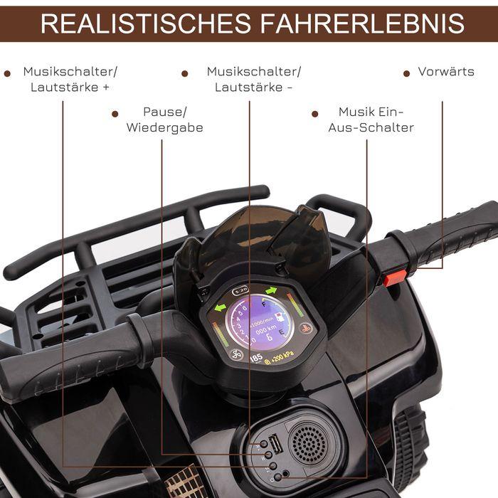 Immagine prodotto Swisshandel24 Auto elettrica per bambini Quad elettrico ATV LED, per 18-36 mesi Nero 70 x 42 x 45 cm (6 V)